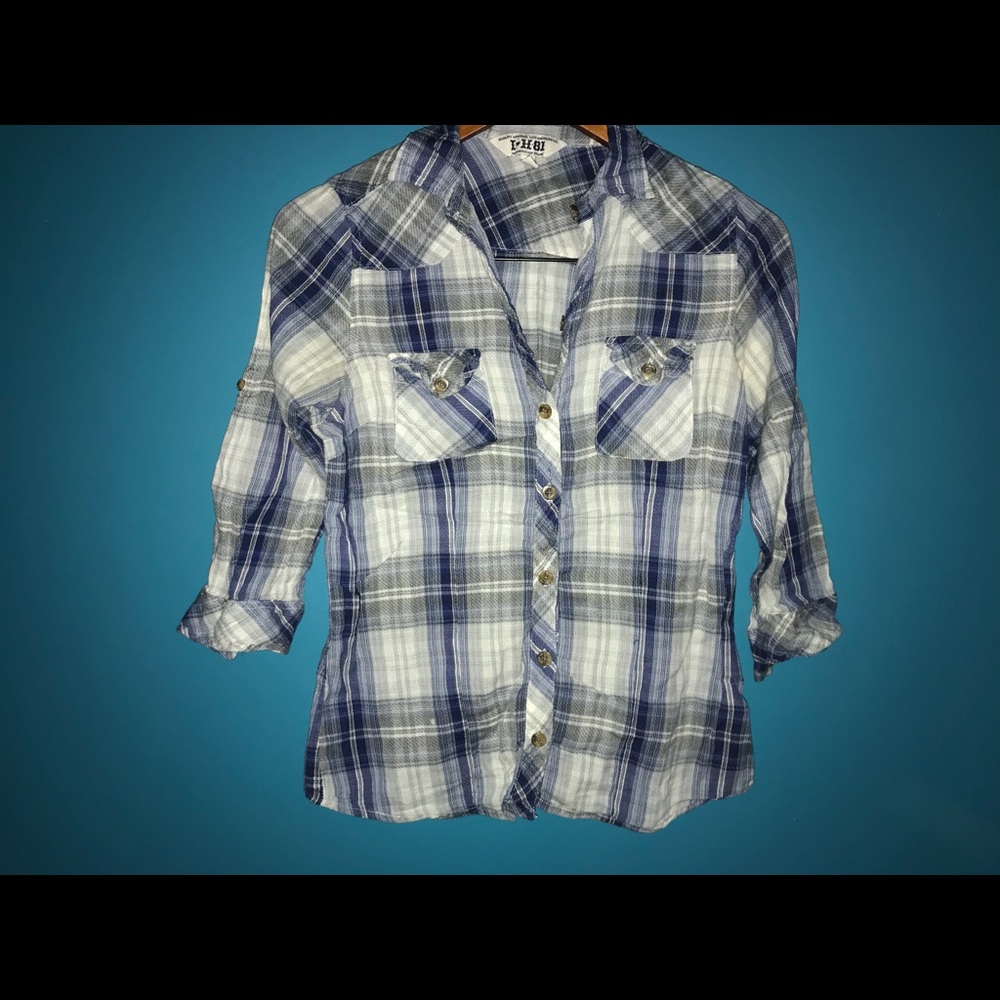 Plaid button down shirt